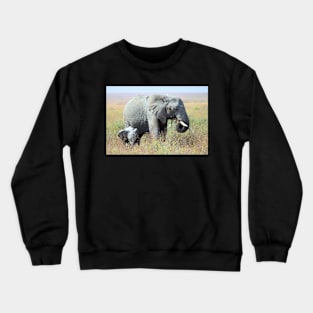 Close Together - Elephants, Serengeti, Tanzania. Crewneck Sweatshirt